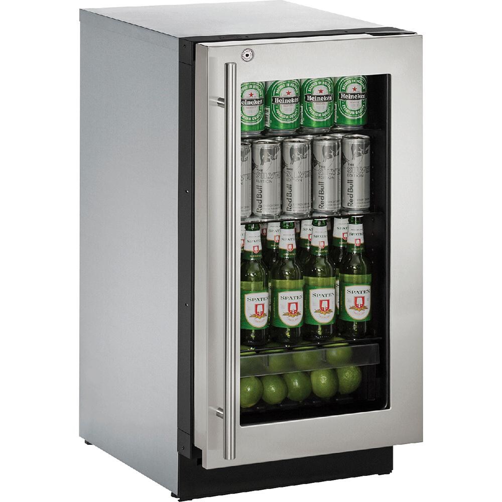 U-Line 18-Inch 3.6 Cu. Ft. Built-In / Freestanding Right Hinge Compact Refrigerator With Lock - Stainless Steel - U-3018RGLS-13B thumbnail