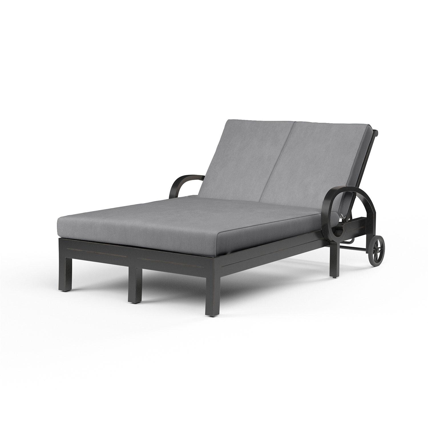 Monterey Aluminum Patio Double Chaise Lounge in Canvas Granite w/ Self Welt By Sunset West