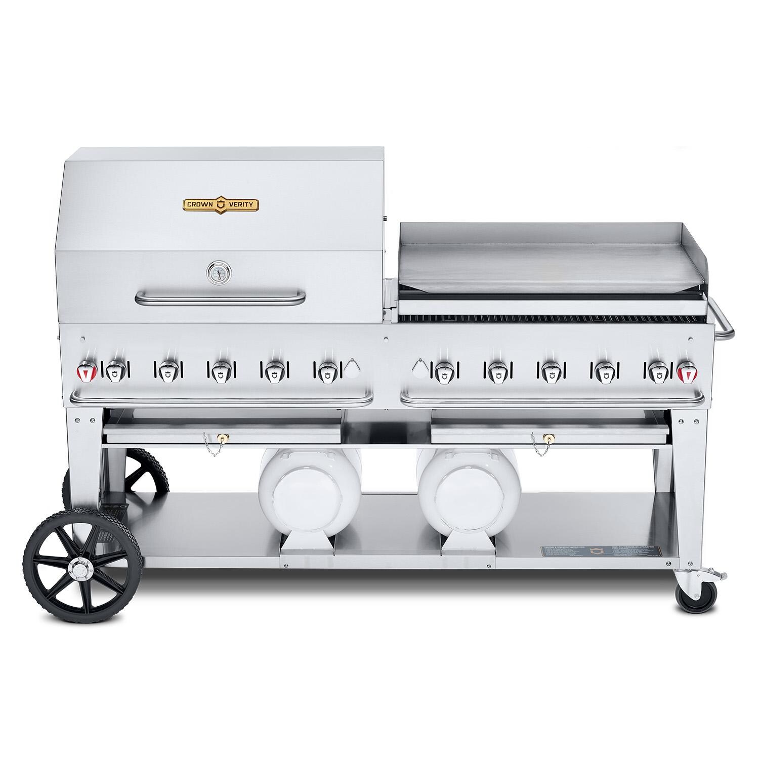 Crown Verity CV-CCB-72RGP 72-Inch Club Series Grill Dome & Griddle Package W/Horizontal Tanks thumbnail