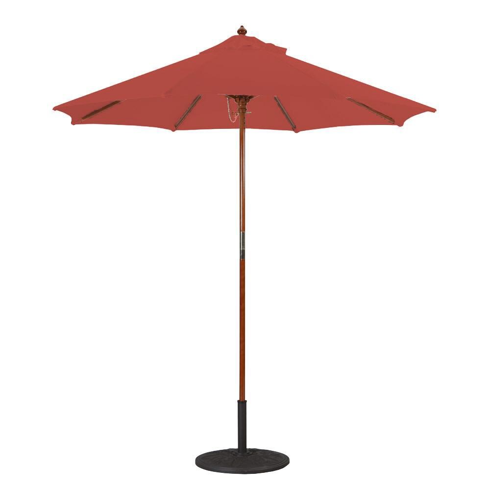 Galtech 7.5 Ft. Octagonal Wood Patio Umbrella W/ Manual Lift - Dark Wood Frame W/ Henna Sunbrella Fabric (Umbrella Base Not Included) thumbnail