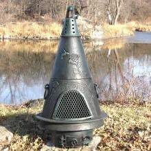 The Blue Rooster Garden Style Cast Aluminum Chiminea With Propane Gas Conversion Kit - Antique Green image