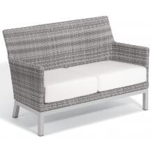 Argento Wicker Patio Loveseat W/ Eggshell White Cushions By Oxford Garden image