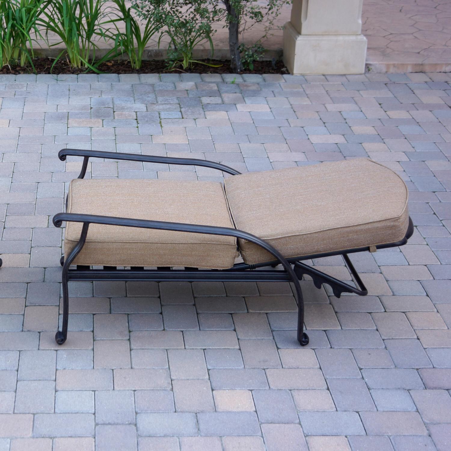 Darlee DL709-5PC-707RQP Elisabeth 5 Piece Cast Aluminum Patio Conversation Set W/ Ice Bucket Insert & Sesame Cushions - Club Chair Reclined thumbnail