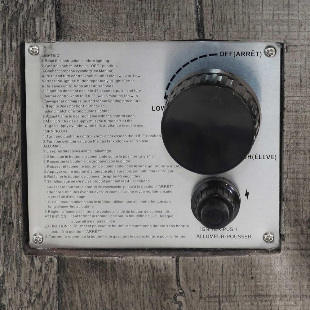 Ultimate Patio 20-Inch Square Weathered Wood Propane Gas Fire Pit Table - Control thumbnail