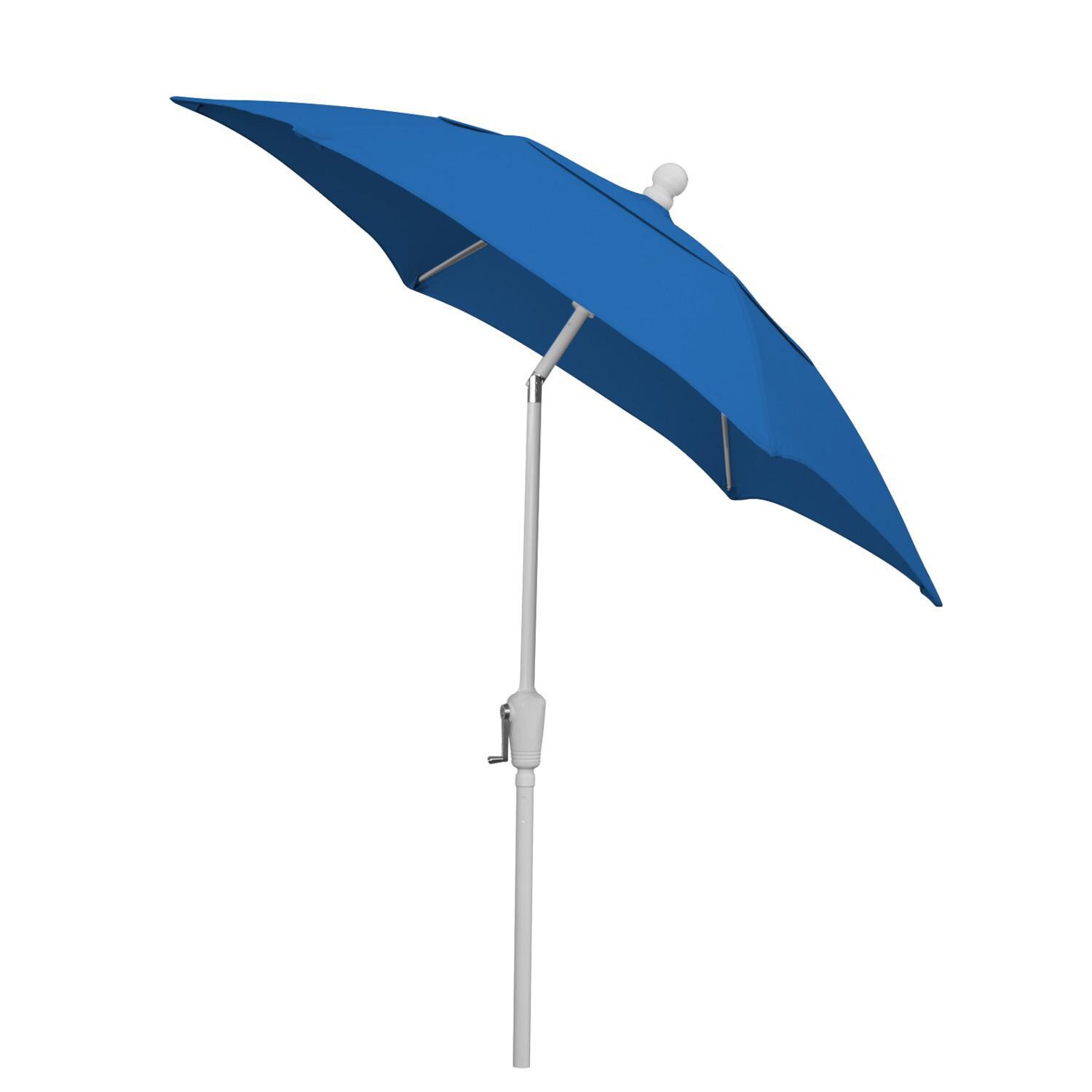 FiberBuilt 7.5 Ft. Aluminum Market Patio Umbrella W/ Crank Lift & Tilt - Pacific Blue Olefin