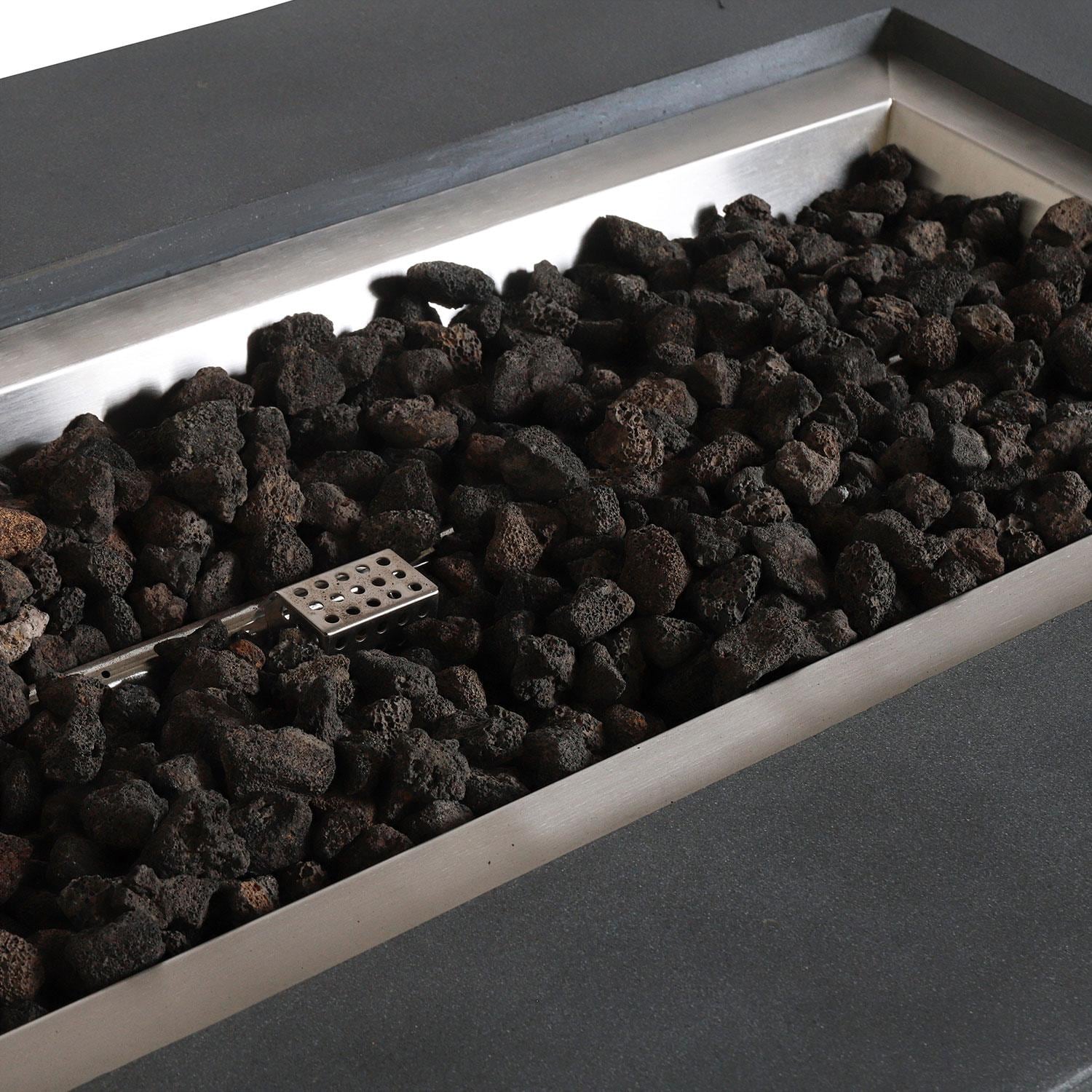 Glenwood 72-in Rectangular Concrete Natural Gas Fire Pit in Graphite by Lakeview Outdoor Designs - Lava Rocks Insert - White Background thumbnail