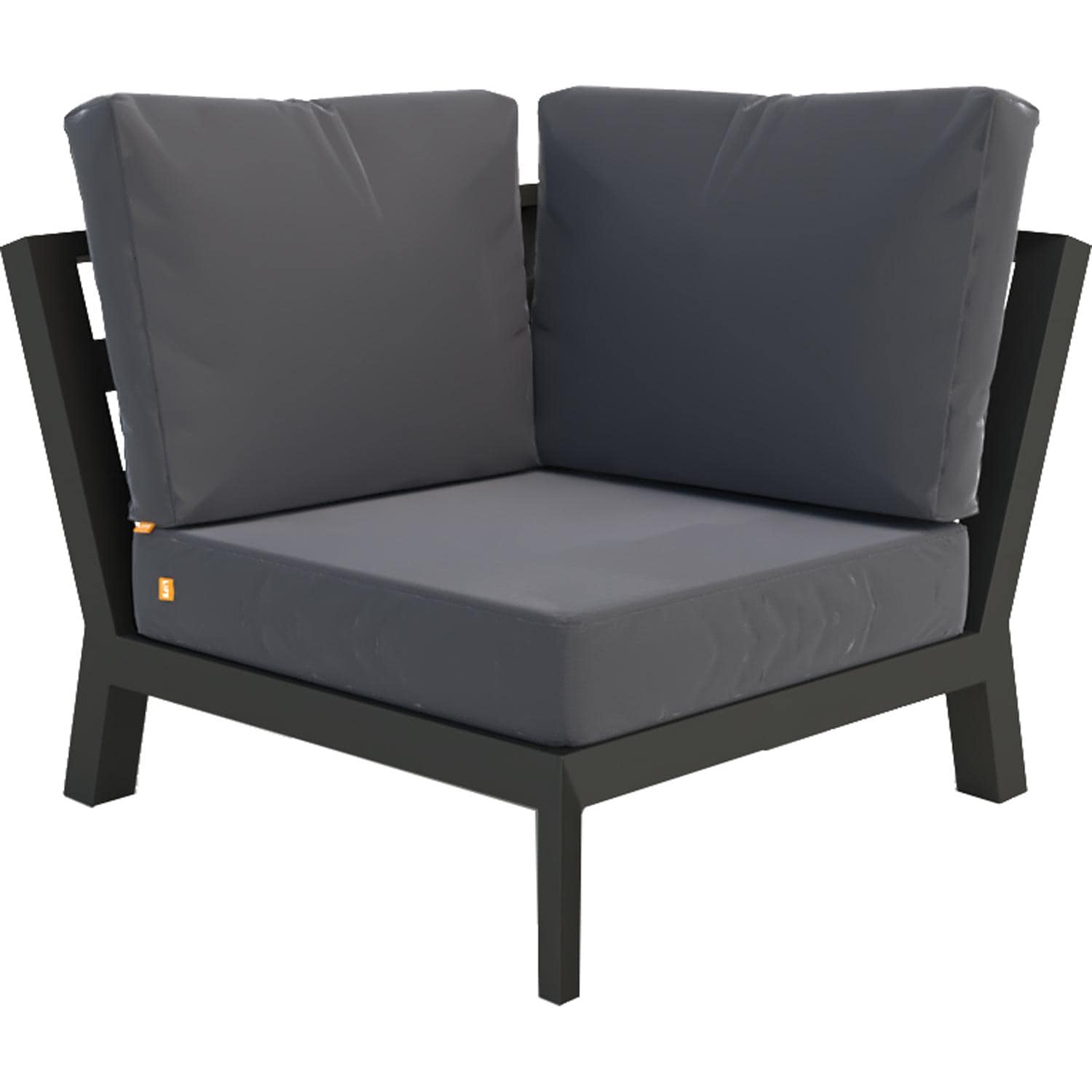 Timber 4 Pc Aluminum Sectional Set in Lava / Natte Charcoal - Corner Chair - White Background thumbnail