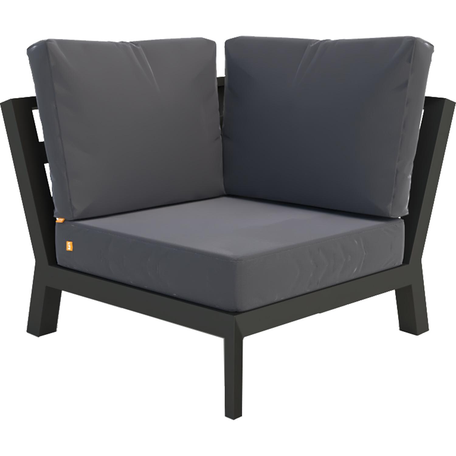 Timber 4 Pc Aluminum Sectional Set in Lava / Natte Charcoal - Corner Chair - White Background thumbnail