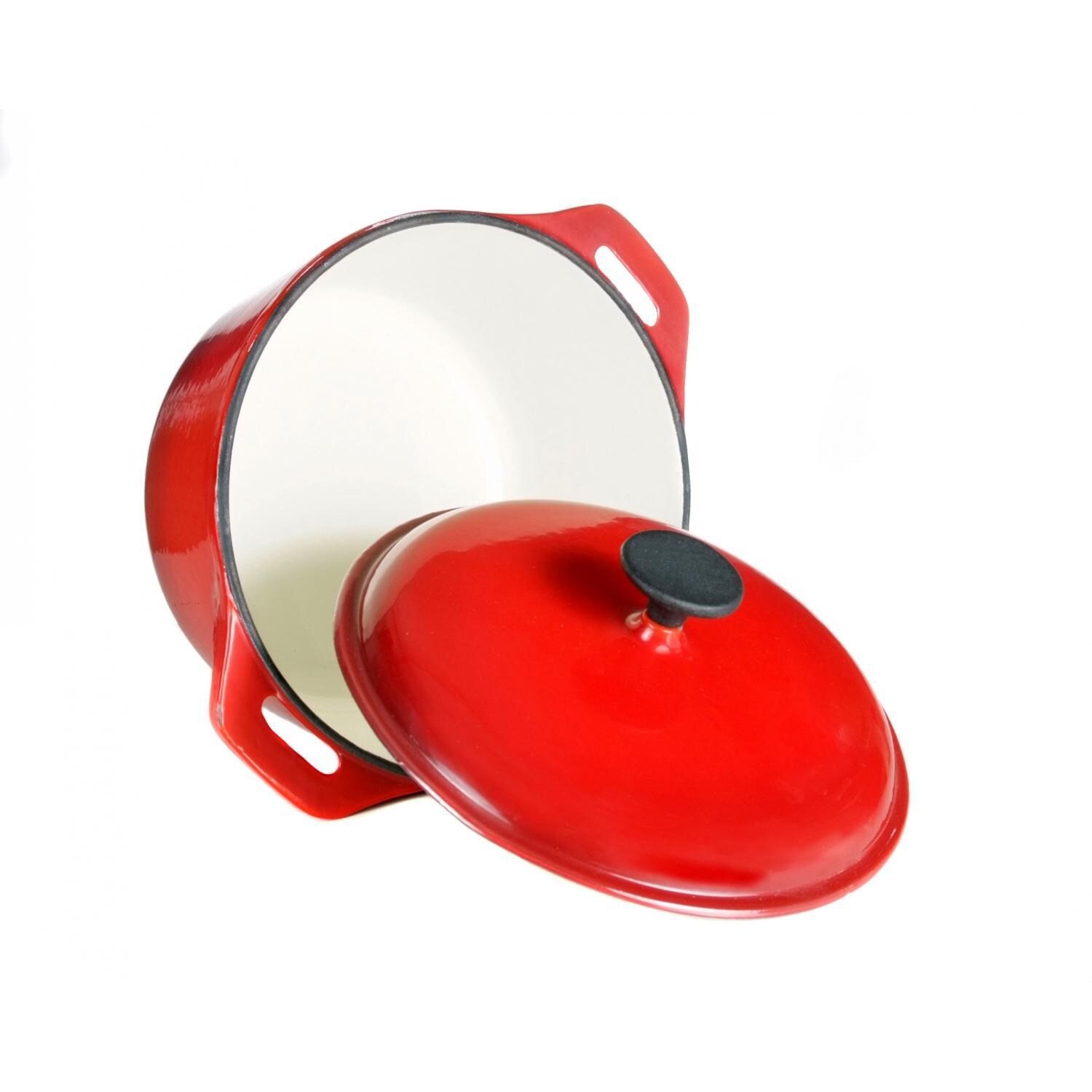 Cajun Cookware 5-Quart Enamel Cast Iron Dutch Oven - Inside View thumbnail