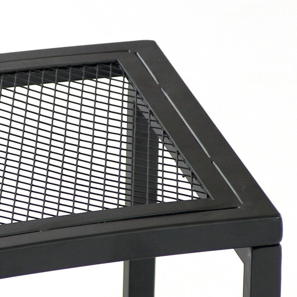 Ultimate Patio Black Mesh Patio Fire Pit Bench - 2 Benches - Mesh Detail - White Background