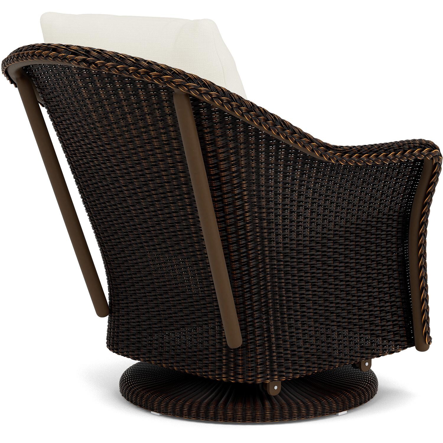 Lloyd Flanders Weekend Retreat Swivel Glider Lounge Chair in Mink Finish W/ Sailcloth Salt Fabric - Back Right thumbnail