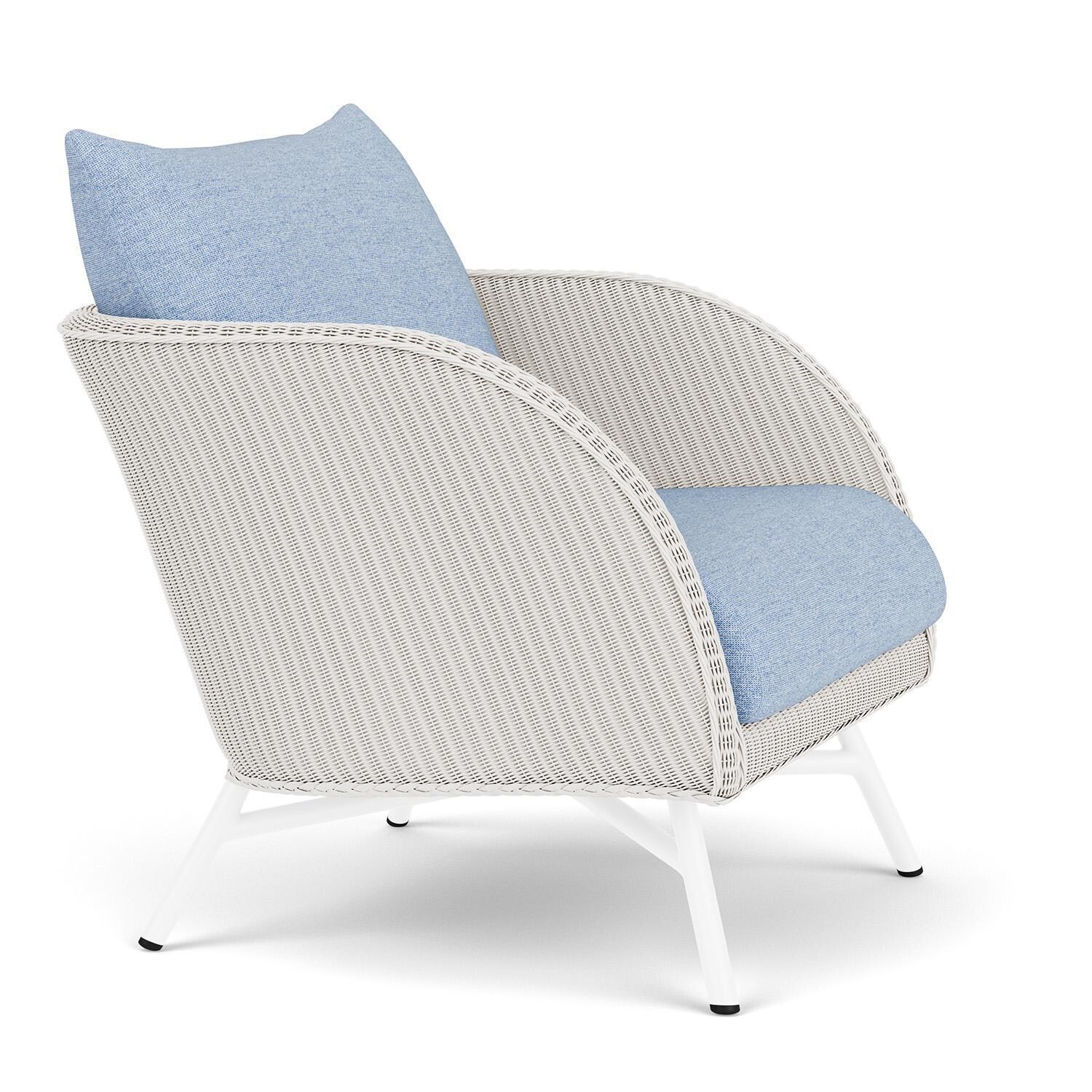 Lloyd Flanders Essence Lounge Chair W/Demo Skyway Fabric - White Finish - Angled thumbnail