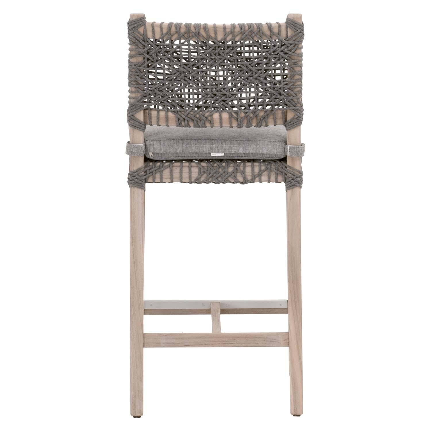 Blushing Bay Woven Rope Counter Bar Stool in Dove By Lakeview - Back View thumbnail