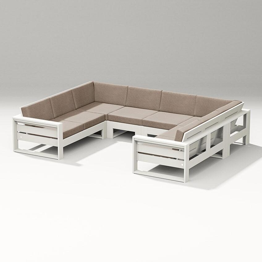 Latitude 6 Person Sectional Sofa in Vintage White/Spiced Burlap By PW Designer Series