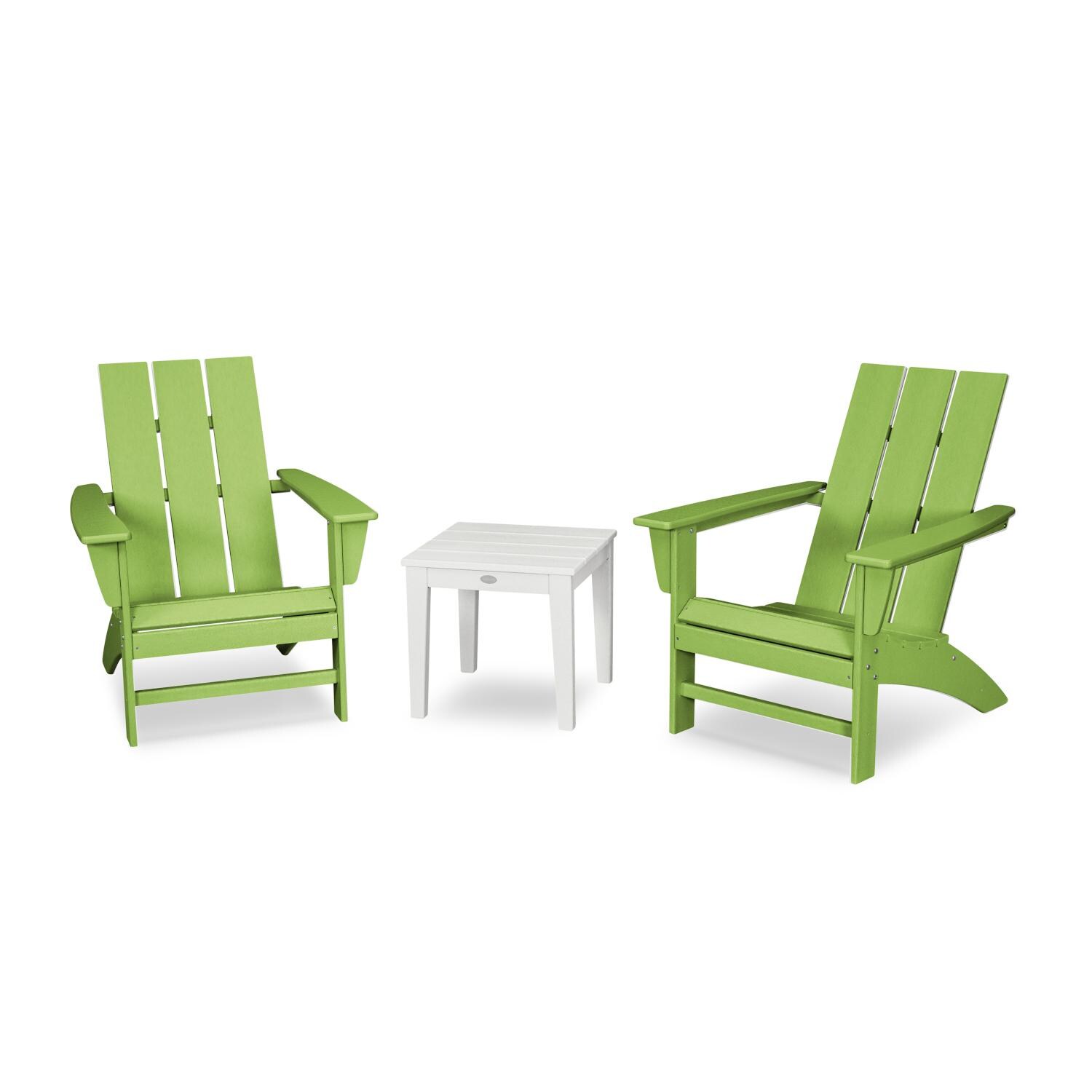 POLYWOOD Modern Lime / White 3-Piece Adirondack Set thumbnail