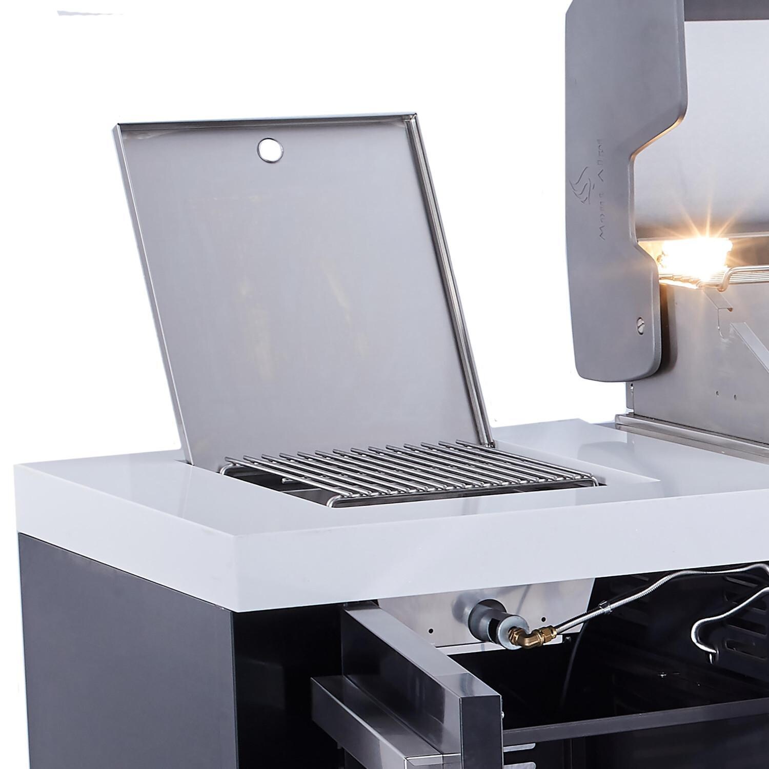 Mont Alpi - MAi805-BSS90C - Deluxe 90 Degree Grill Island - Black Stainless Steel - Infrared Side Burner - Detail thumbnail