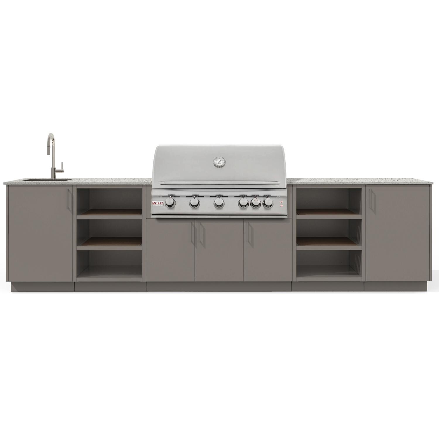 Urban Bonfire Twilight 40 Outdoor Kitchen w/ Blaze LTE Natural Gas Grill, Sink, Keon Dekton Countertop & Clay Finish - B-Twilight-40-Blaze-Keon-Clay