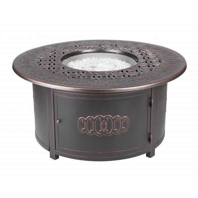 Ultimate Patio Cabin Parc 50,000 BTU Propane Round Fire Pit Table - Cast Aluminum - 62262 - Lid Off thumbnail