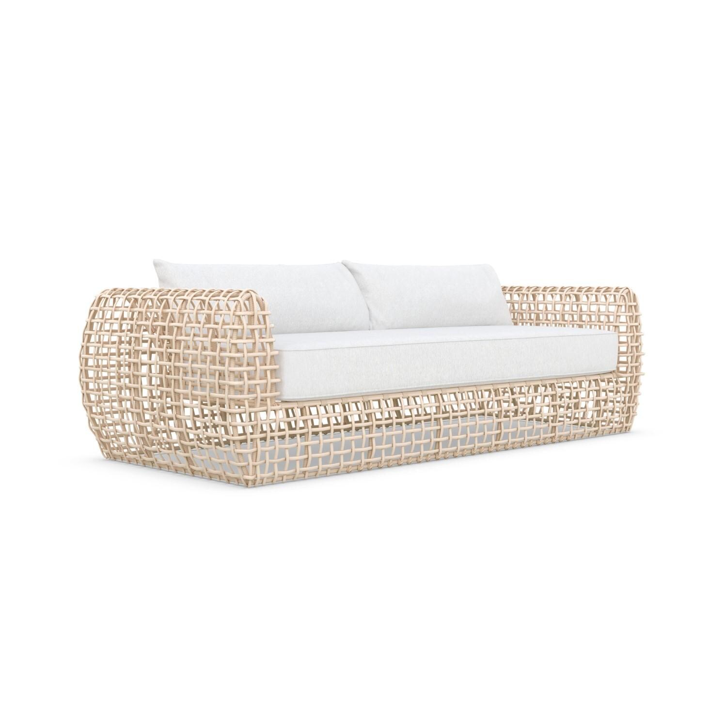 Azzurro Living KIA-W05S3-CU Kiawah Wicker Sofa in Almond/Cloud - Angled - White Background thumbnail