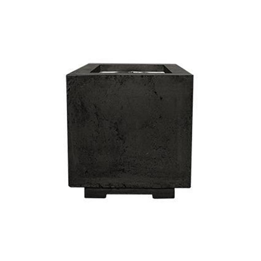 Windview 20 Inch Square Glass Fiber Reinforced Concrete Propane Fire Pit in Ebony by Lakeview Outdoor Designs