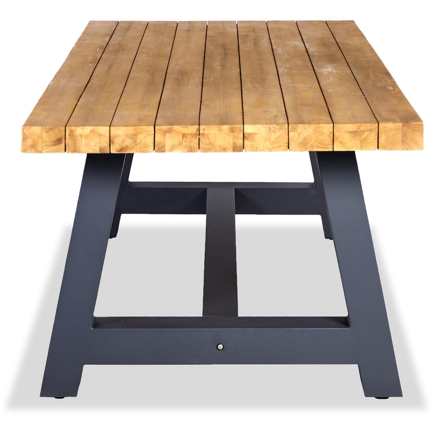 Wood Grove 6 Seat Reclaimed Teak Outdoor Dining Table By Lakeview - Side View - White Background thumbnail