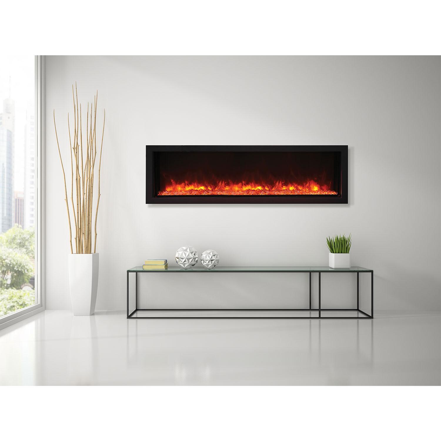 Remii 55-Inch Built In Extra Slim Electric Fireplace - Purple - Installed thumbnail