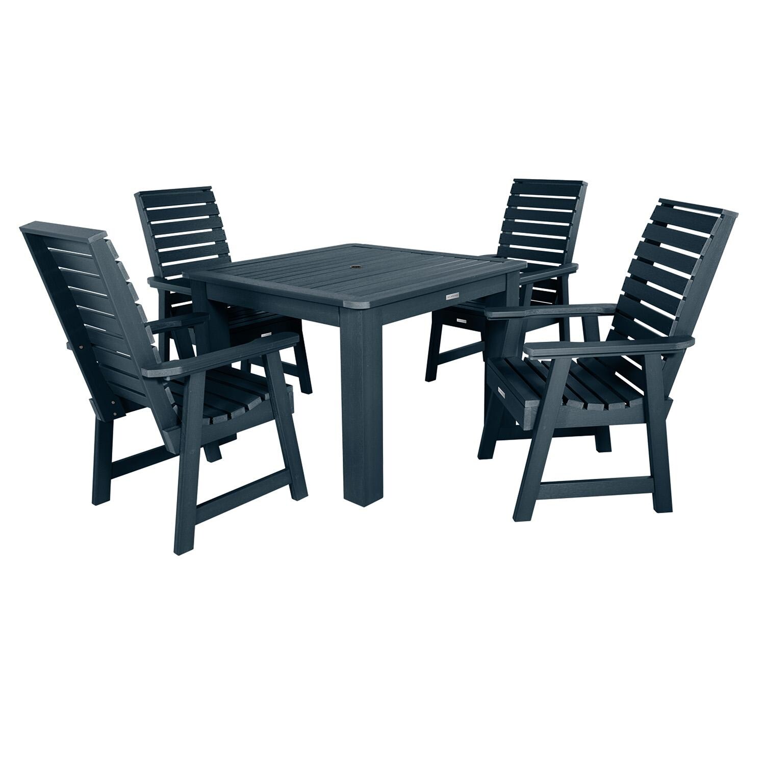 Elm Pointe 5 Pc Square Dining Set in Federal Blue By Lakeview Outdoor Designs - White Background thumbnail