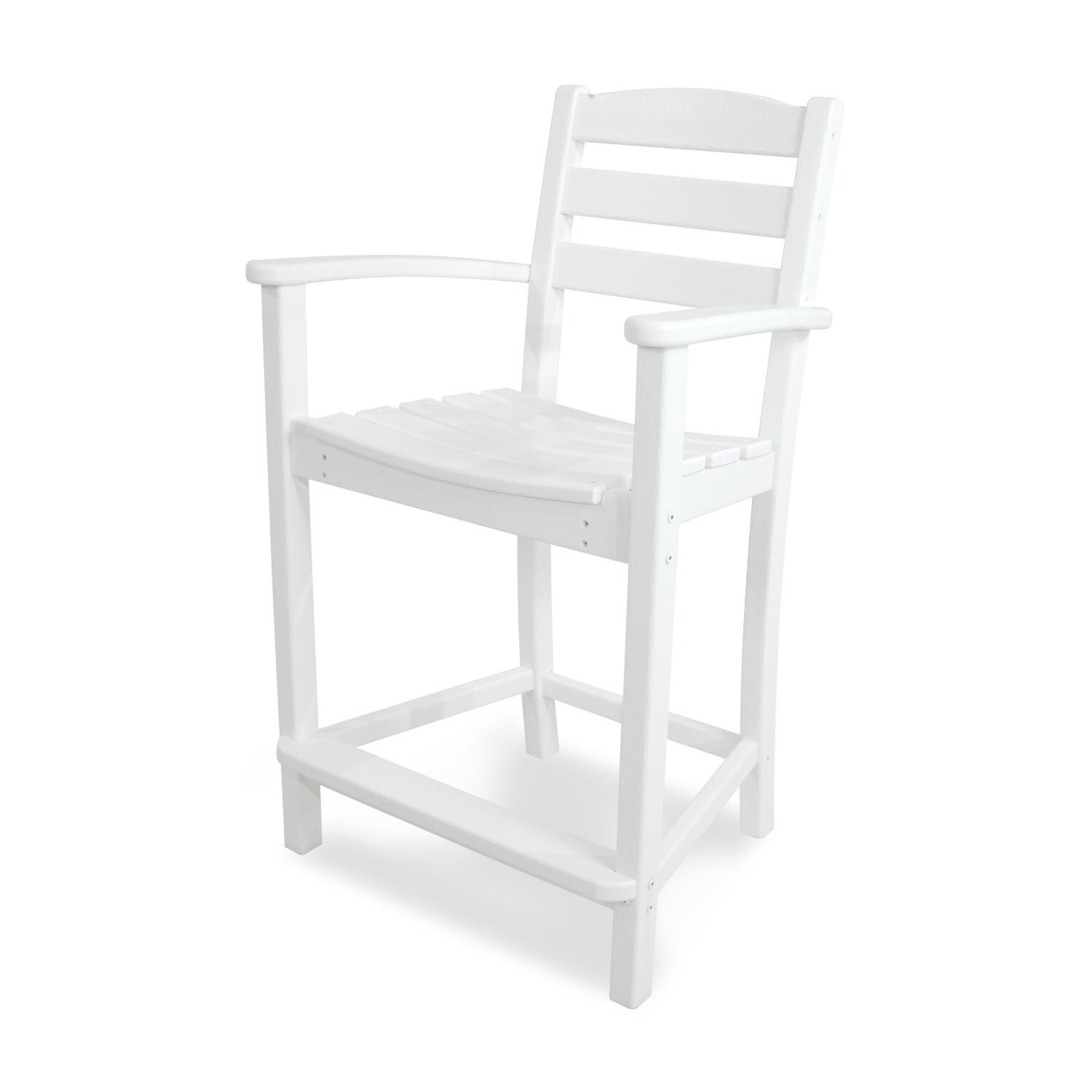 La Casa Cafe White Recycled Plastic Wood Patio Counter Height Bar Stool