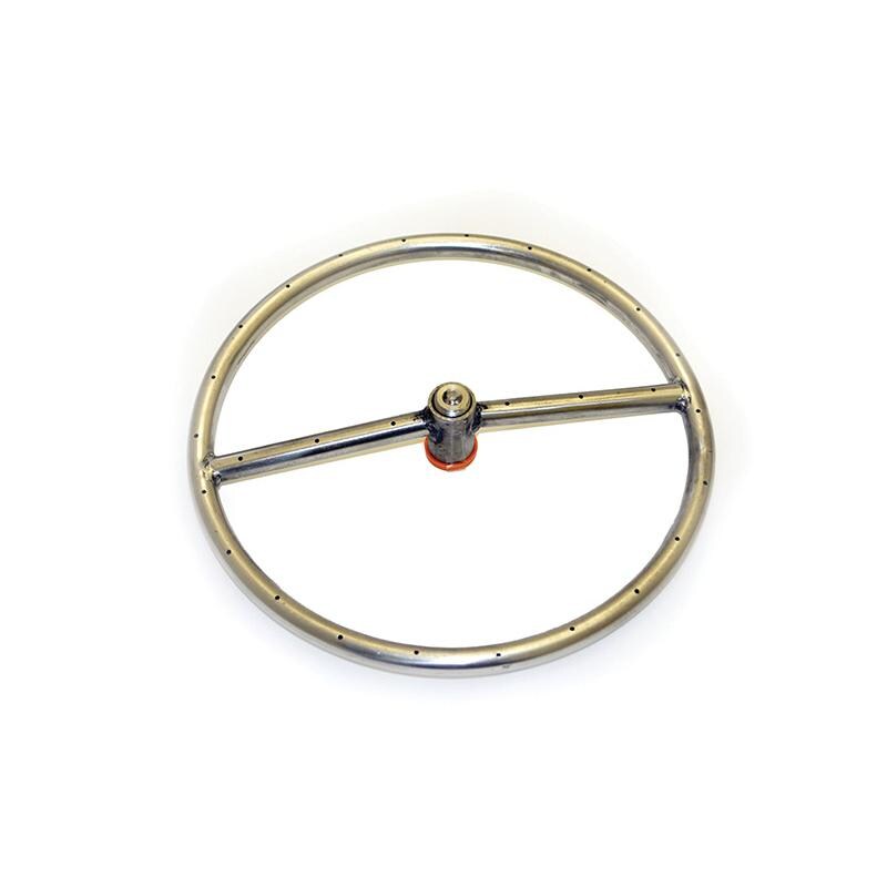 HPC 6-Inch Natural Gas Fire Pit Kit With Round Stainless Steel Ring Burner - Match Light