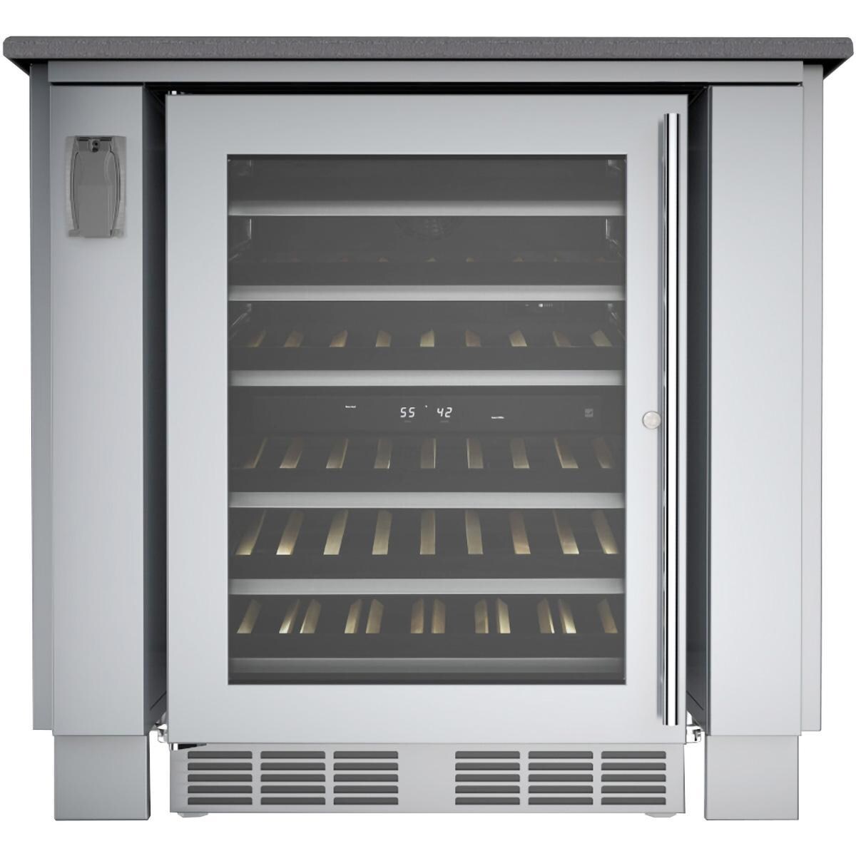 Sunstone SAC34APC 34-in Outdoor Kitchen Refrigerator Appliance Cabinet - Shown With Wine Cooler (Not Included) - White Background thumbnail