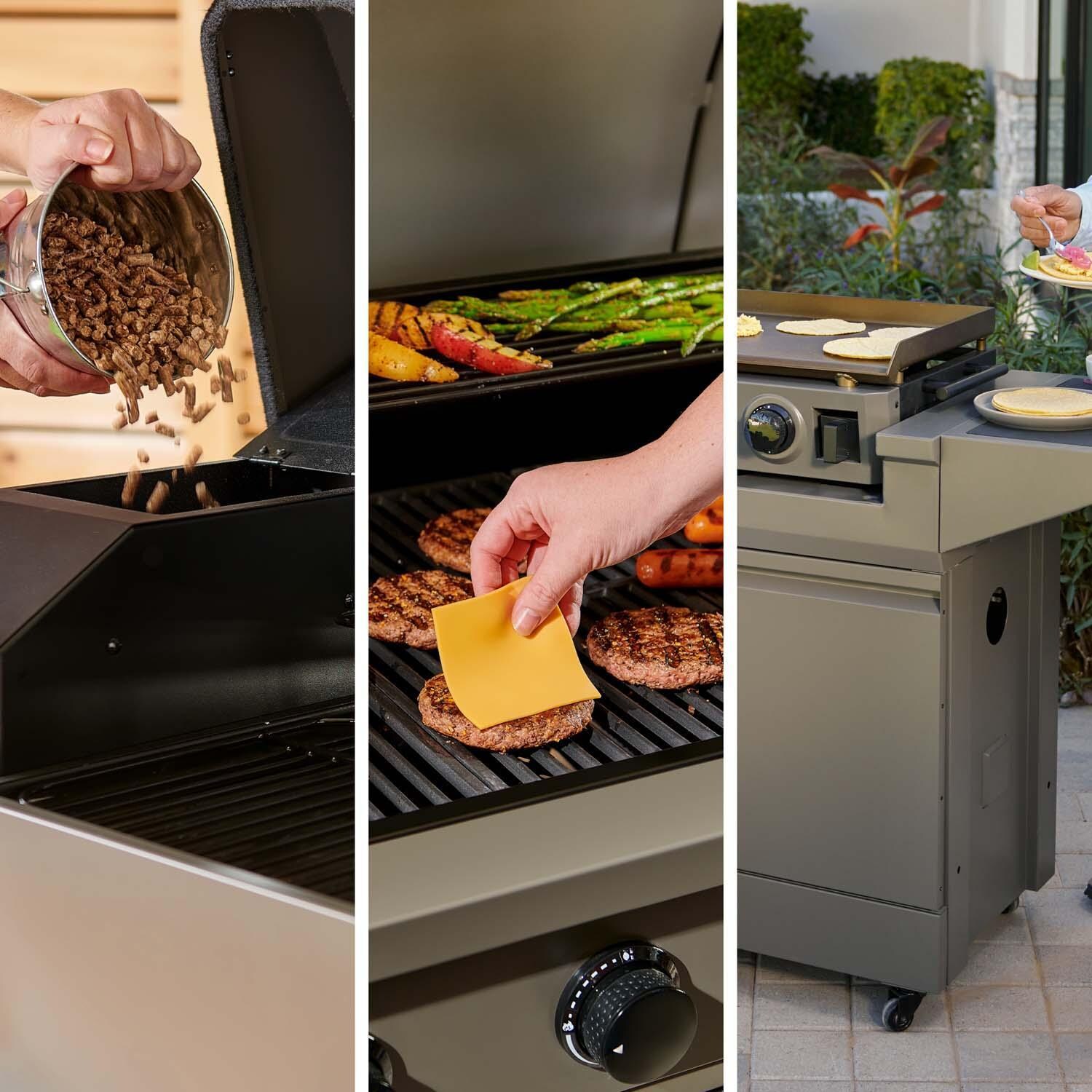 TYTUS TDT-BUN-009 Modular Grilling Collection 32 Inch Propane Gas Grill, Pellet Smoker, and Propane Gas Griddle w/ Cart - Lifestyle thumbnail