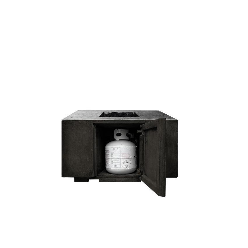 Prism Hardscapes SCPH-435-2LP Porto 58 58-in Rectangular Propane Gas Fire Pit Table - Propane Enclosure - White Background thumbnail