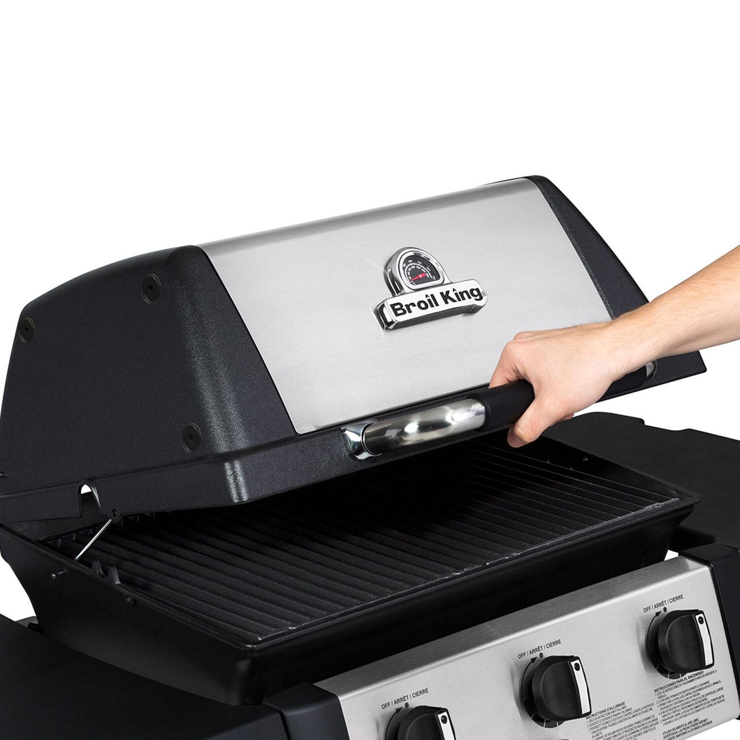 Broil King 814154 21 Inch Gem 310 Propane Gas Grill - Lid Lift - White Background thumbnail