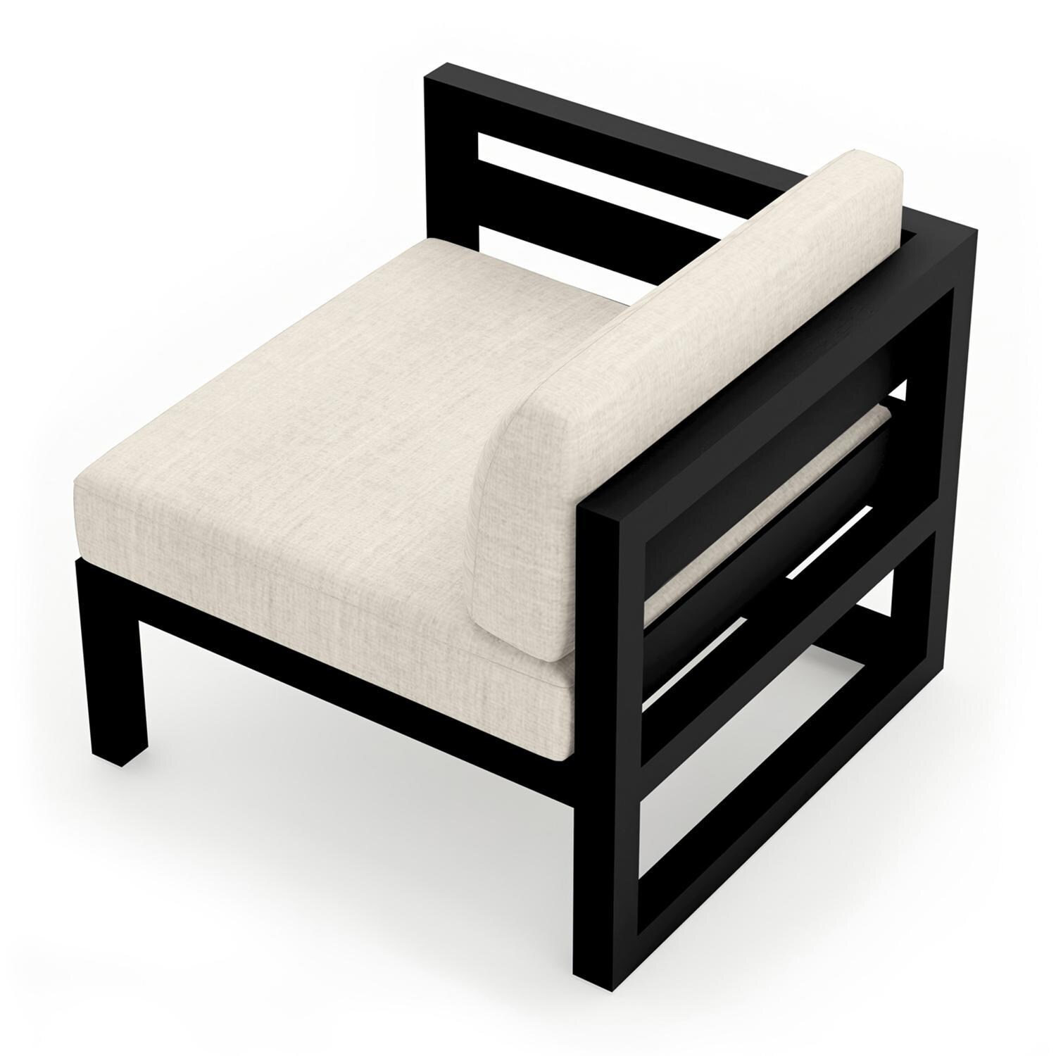 Lakeview MSTYCV-BK-LAS-CS Misty Cove Aluminum Left Arm Club Chair in Black w/Cast Silver Cushions by Lakeview Outdoor Designs - Angled Back - White Background thumbnail