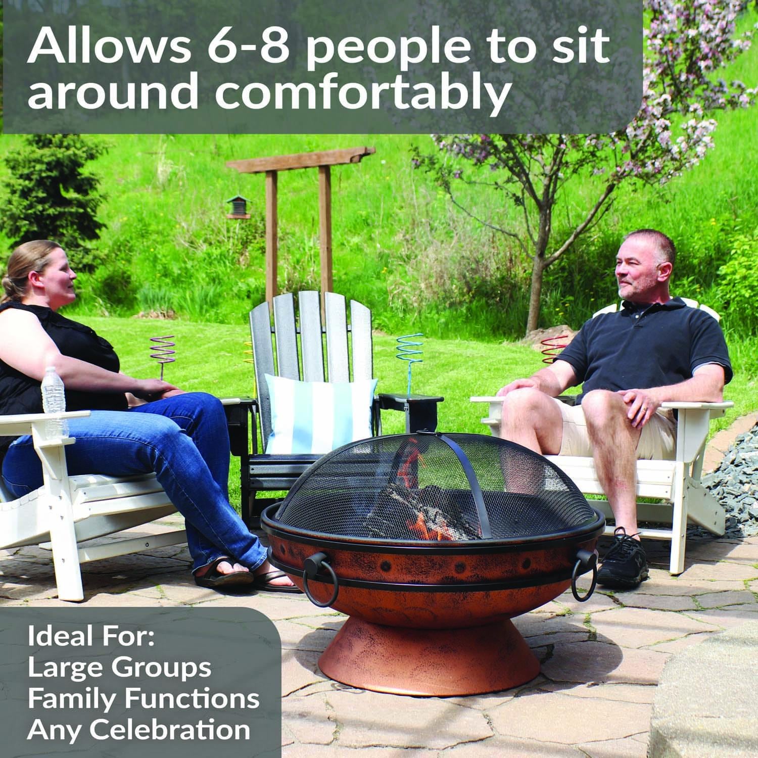 Cauldron 31-in Round Steel Wood-Burning Fire Pit in Copper by Ultimate Patio - (Chairs Not Included) - Detail thumbnail