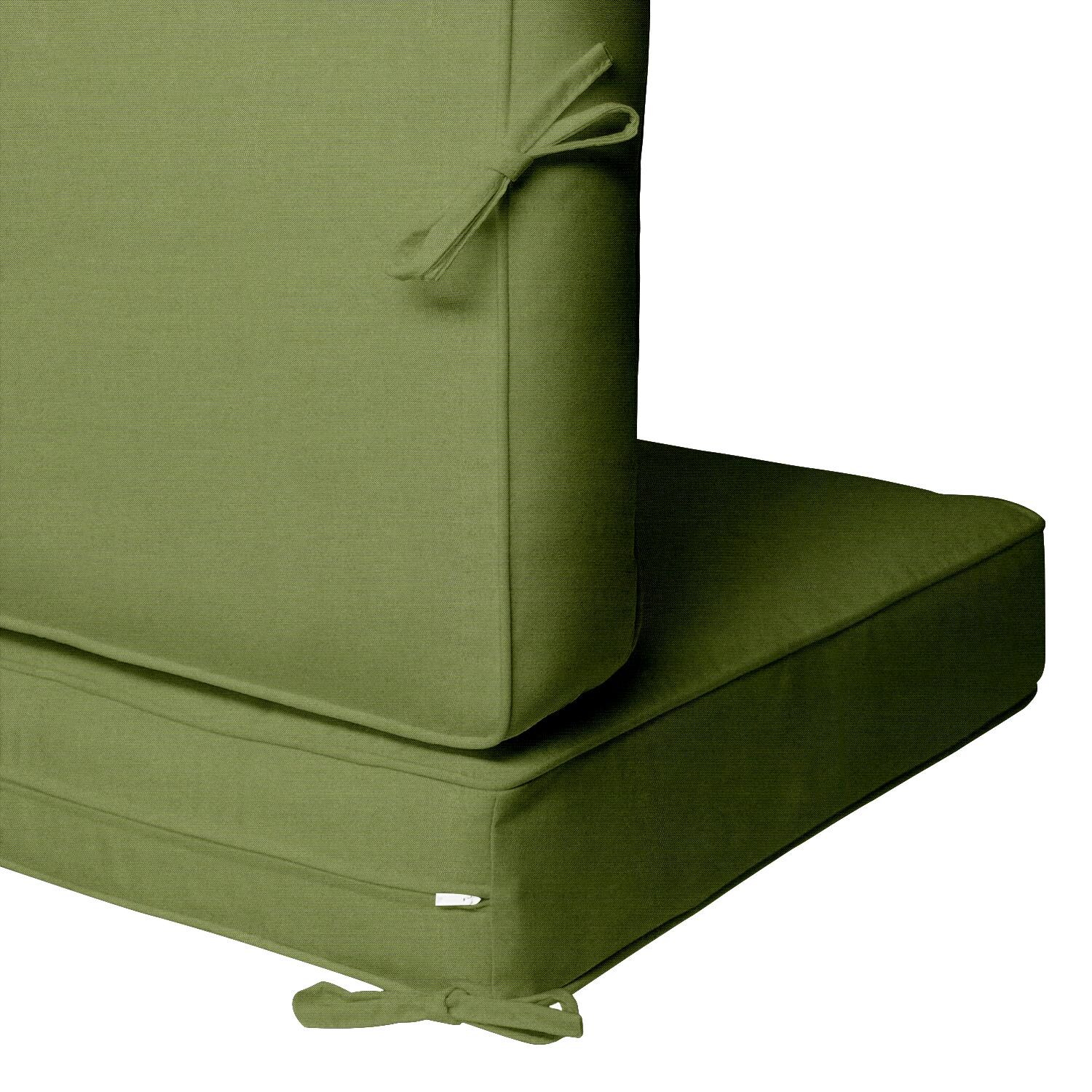 Sunbrella Spectrum Cilantro Medium Outdoor Replacement Club Chair Cushion Set W/ Piping By UltimatePatio.com - Zipper and Tie Detail thumbnail