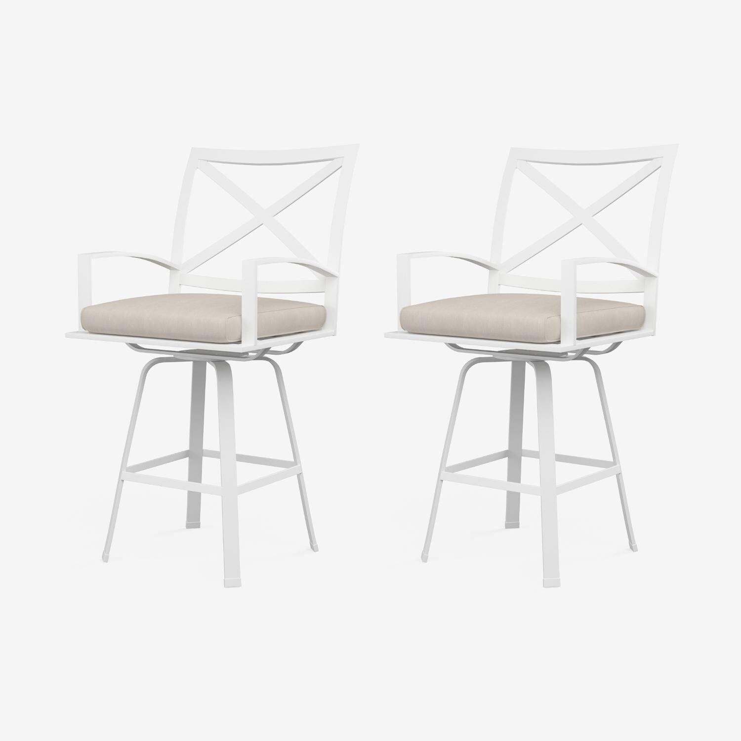 Sunset West - 501-7C-5492 (2) - Bristol 2 Piece Aluminum Swivel Patio Counter Stool Set W/ Sunbrella Canvas Flax Self Welt Cushions thumbnail