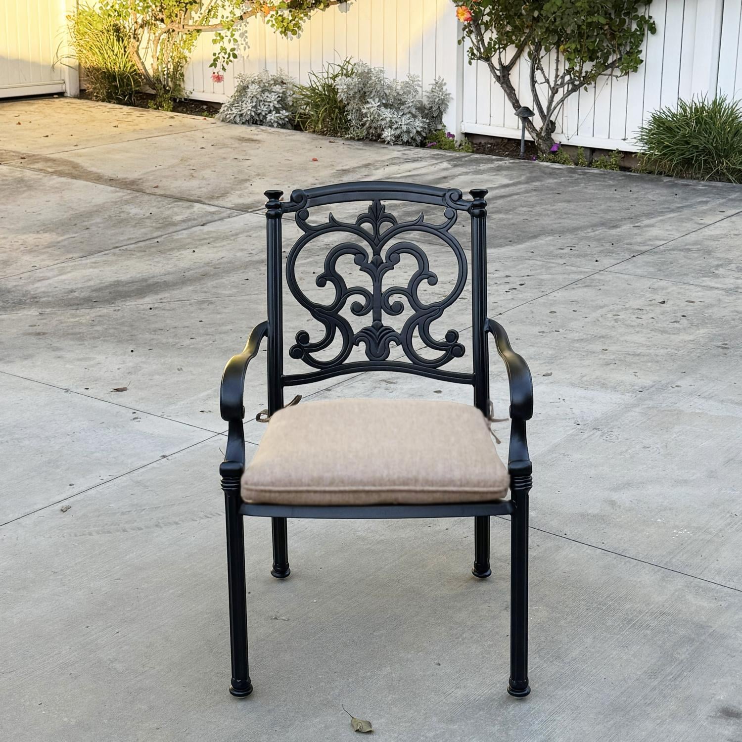 Santa Barbara 5 Pc Aluminum Dining Set in Antique Bronze/Beige Canvas by Darlee - Chair - Lifestyle thumbnail