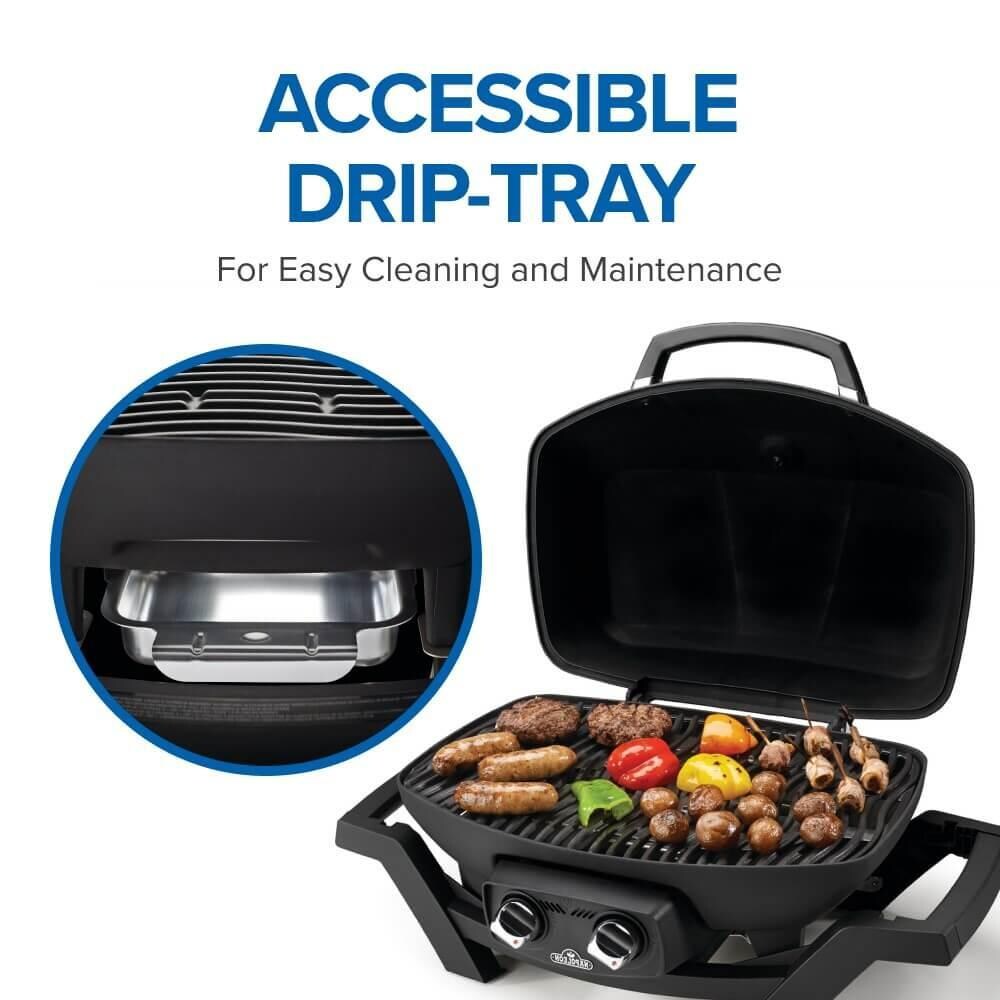 Napoleon PRO285-BK TravelQ PRO 285 Portable Propane Gas Grill - Black - Accessible Drip Tray - Detail thumbnail