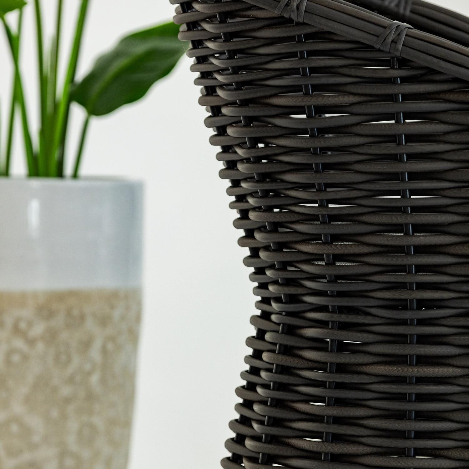 Cabo Resin Wicker Dining Arm Chair in Kahlua/Soothe Pearl by Sunset West - Back - Detail thumbnail