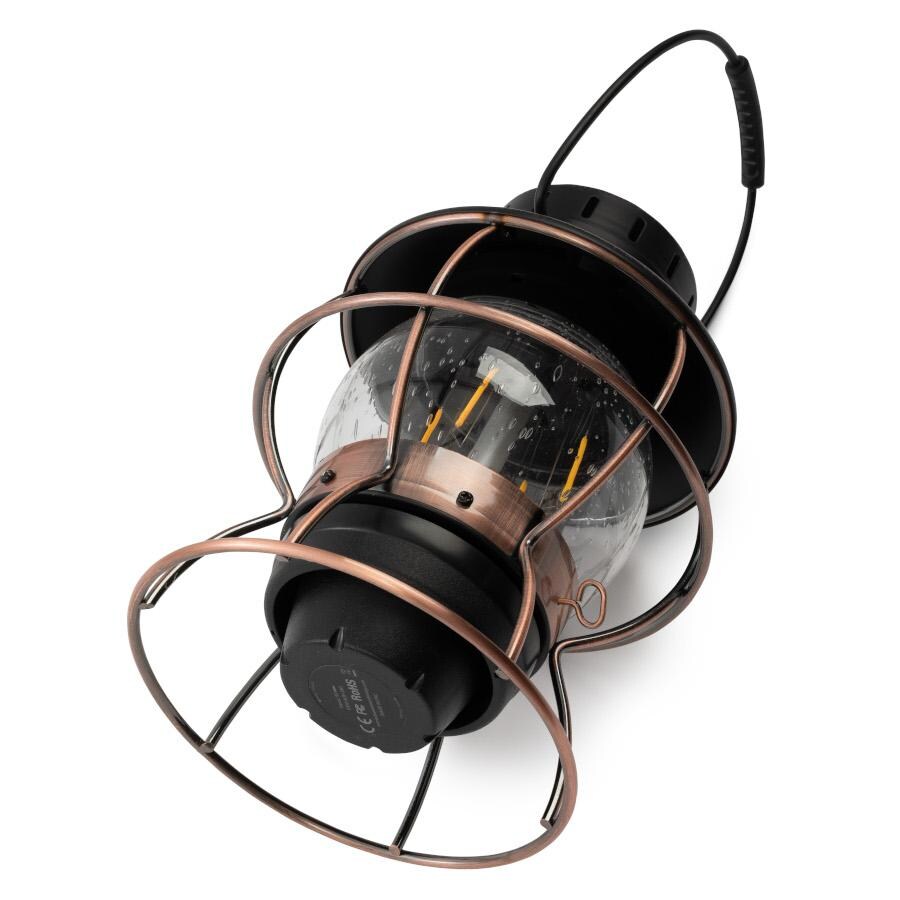 Barebones Living LIV-280 Railroad Lantern - Antique Bronze - Angled View thumbnail