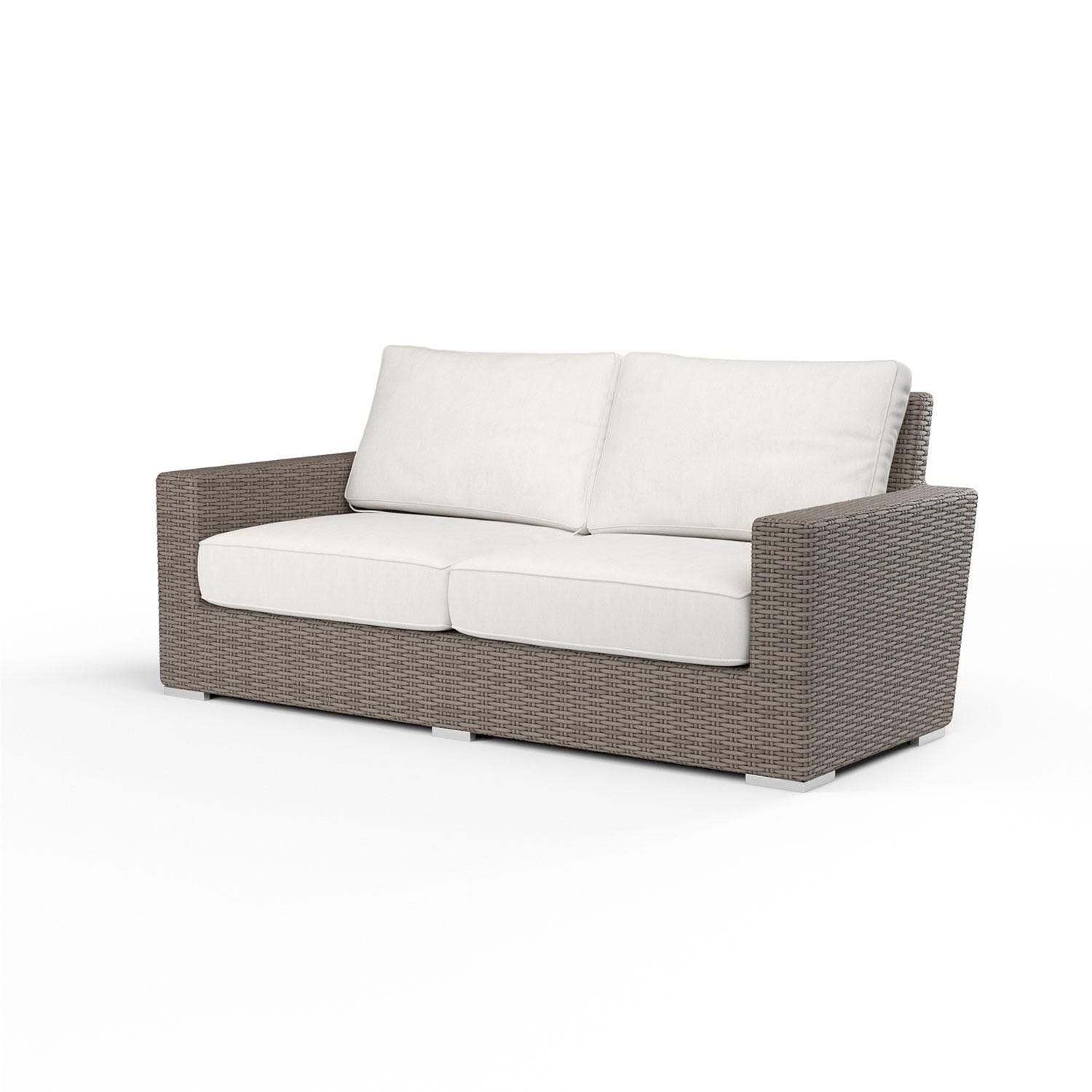 Sunset West Coronado Wicker Loveseat in Driftwood/Canvas Flax by - SW2101-22-FLAX-STKIT
