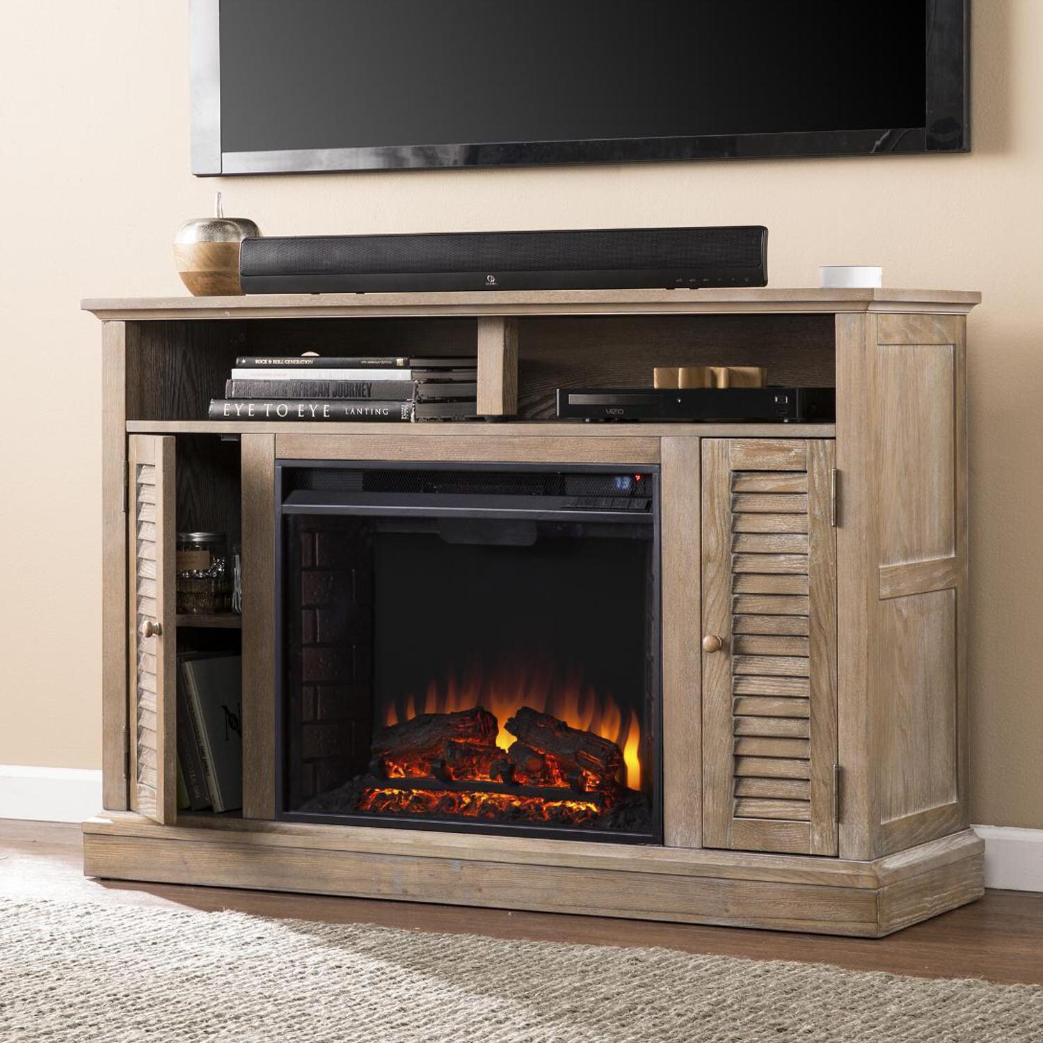 Southern Enterprises Antebellum 48-Inch Electric Fireplace Media Console - Burnt Oak - FE9335 - In the Home thumbnail