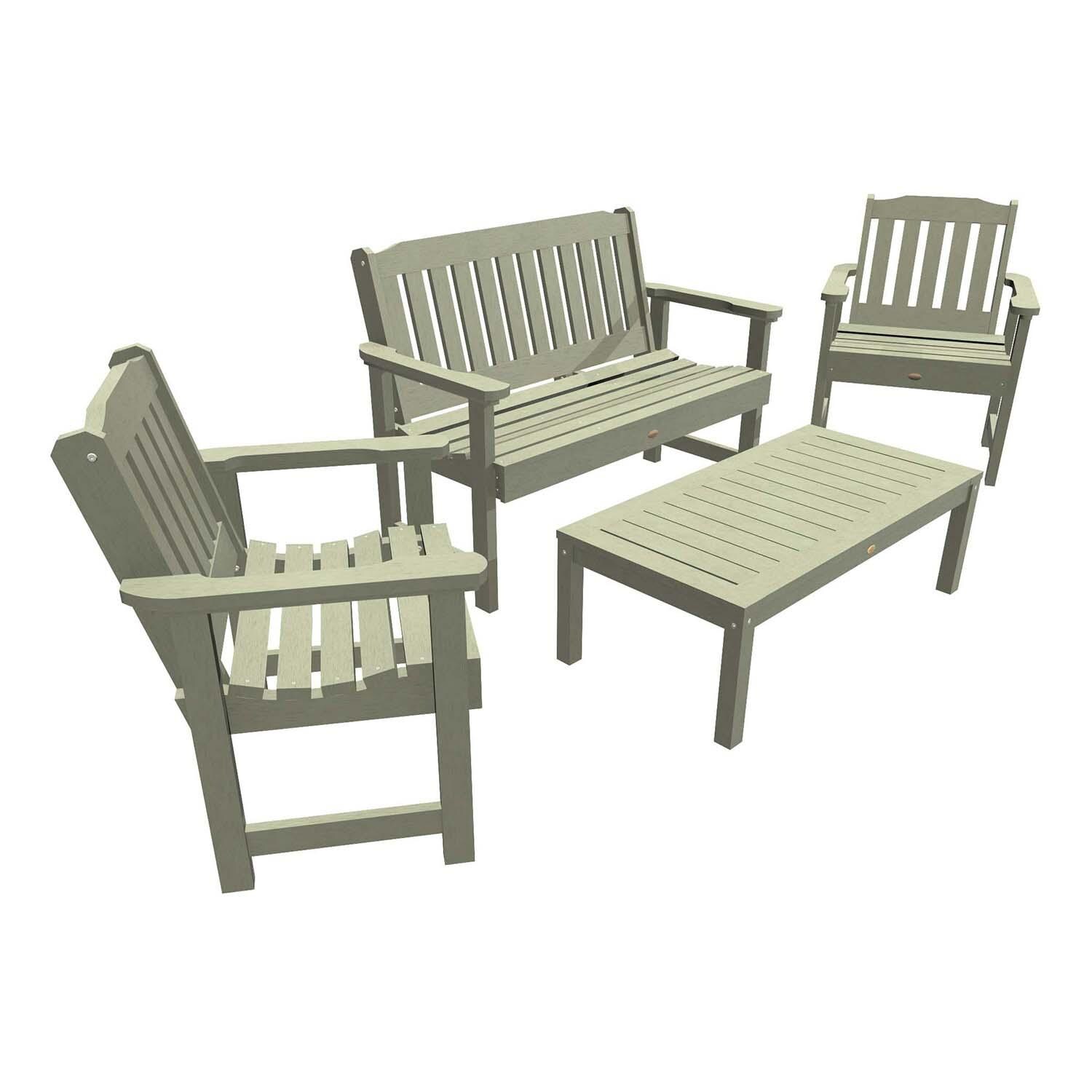 Hart Lane 4 Pc Set Polyresin Seating Set in Eucalyptus By Lakeview Outdoor Designs - White Background thumbnail