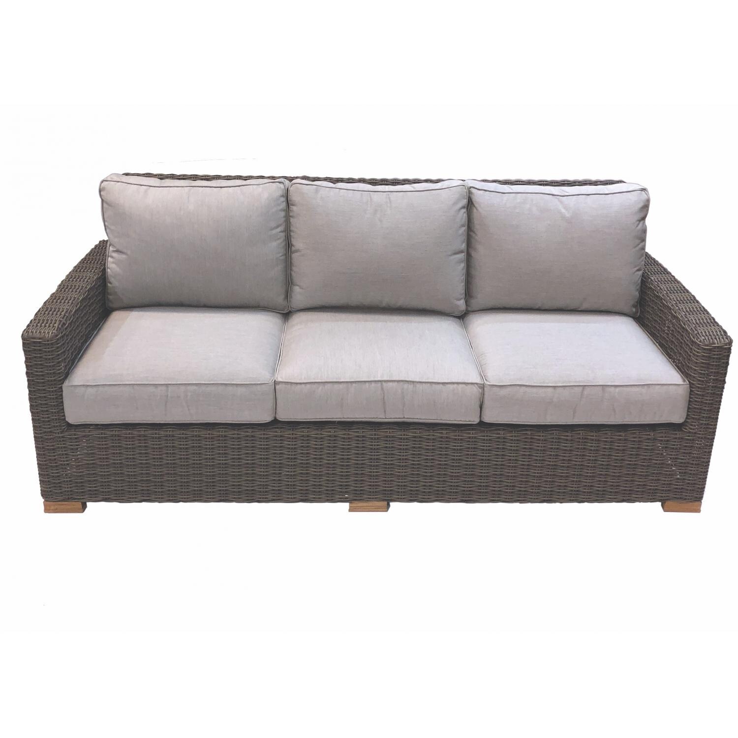 Royal Teak Collection Sanibel Wicker Patio Sofa W/ Sunbrella Canvas Granite Cushions thumbnail