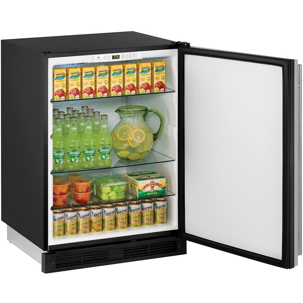 U-Line 24-Inch 5.2 Cu. Ft. Built-In Compact Refrigerator - Open View With Food & Beverages thumbnail