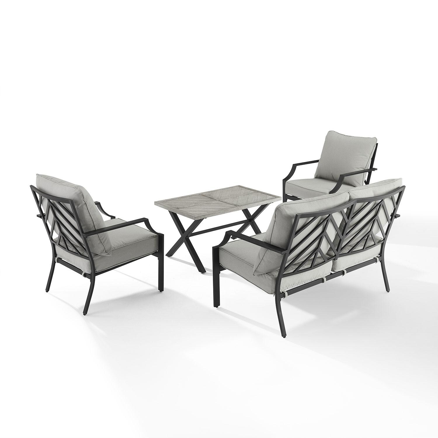 Classique Cove 4 Pc Steel Outdoor Loveseat Patio Furniture Set by Ultimate Patio - Rear View - White Background thumbnail