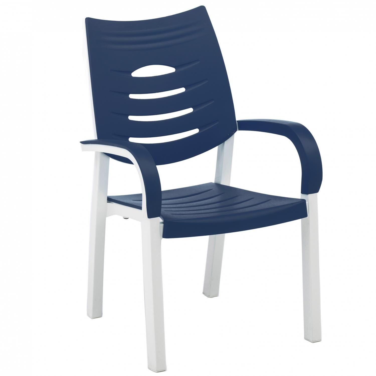 KETTLER Happy Resin Patio Dining Arm Chair Navy BBQGuys