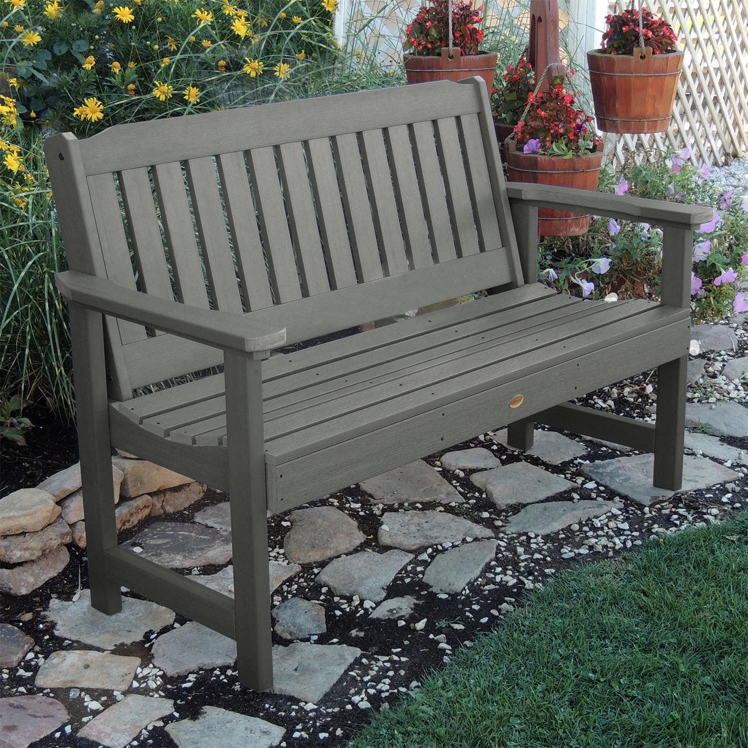 Hart Lane 5 Ft Recycled Plastic Garden Bench in Coastal Teak by Lakeview Outdoor Designs