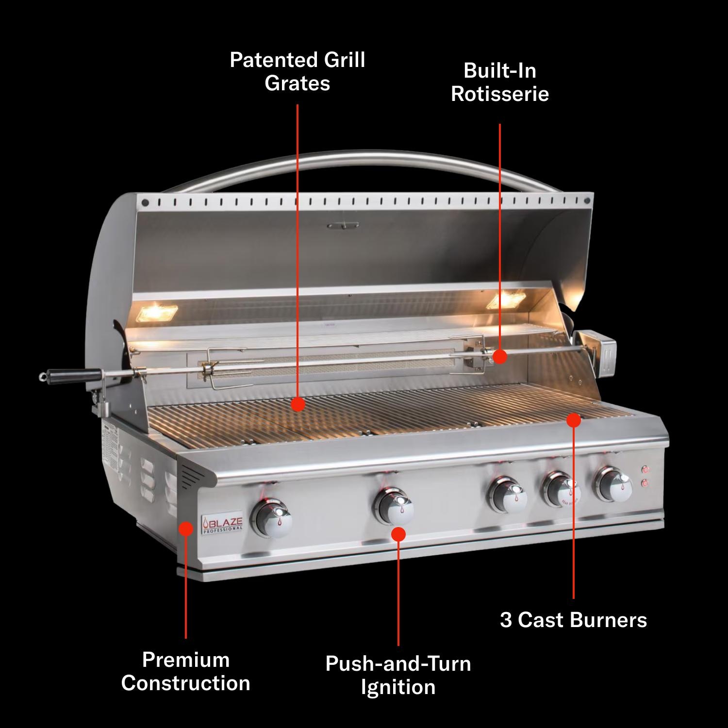 Blaze BLZ-4PRO-NG Professional LUX 44-in 4-Burner Built-In Natural Gas Grill w/ Rotisserie - Features - Detail thumbnail